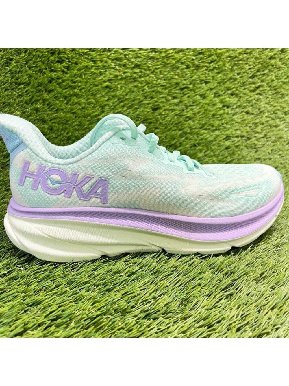 Hoka One One Clifton 9 Women Size 7.5 Blue Purple Athletic Running Shoes Sneaker